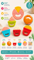 Lot de 6 anneaux de dentition en silicone pour bébé